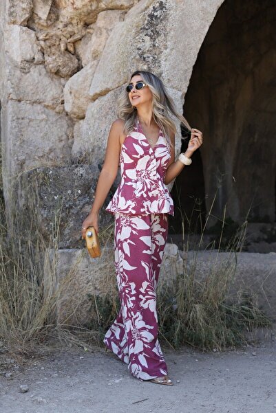 bytugcekaya Σετ λινό μπλούζα και παντελόνι Cherry Rot