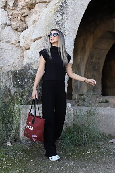 bytugcekaya Μαύρο βαμβακερό κοστούμι Half Fisherman Zero Sleeve