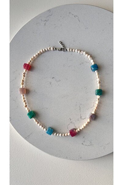 Doğaltaş Masalları Agate Pearl Detailed Necklace