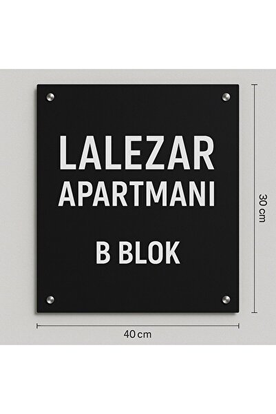 Outdoor One 30×40 cm Siyah Zemin Beyaz Yazılı Pleksi Apartman Tabelası – Kişi...