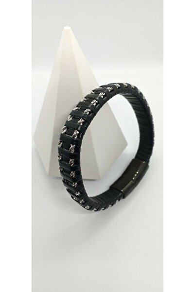 ndjewelry سوار من الجلد الأسود