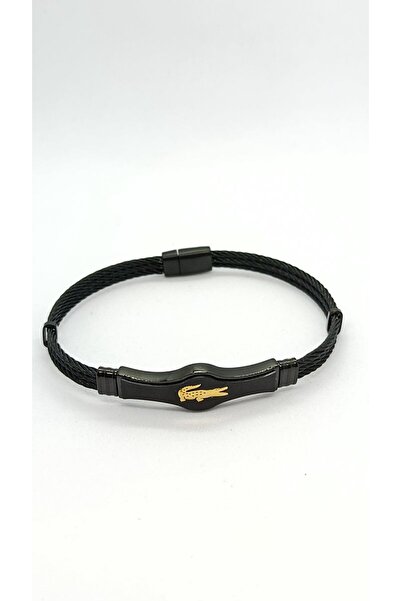 ndjewelry Black Croco – Black Steel Men's Bracelet