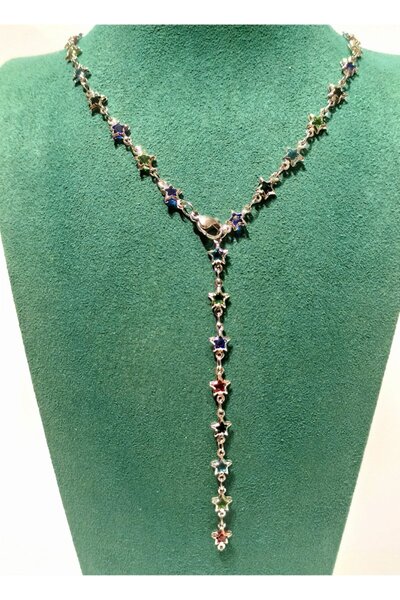 Monalisa Home Luxurious Figured Ornate Colored Stone Y Necklace