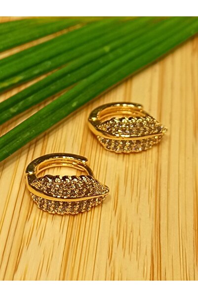 Monalisa Home Gold Color Luxury Leaf Figured Small Round Earrings