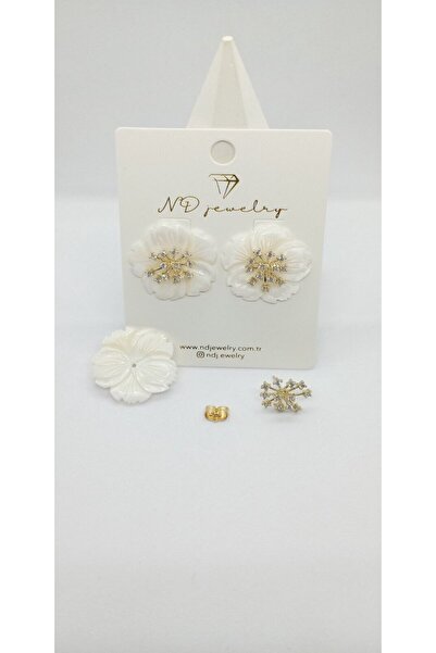 ndjewelry حجر كريم مفصل أقراط زهرة صغيرة اللون