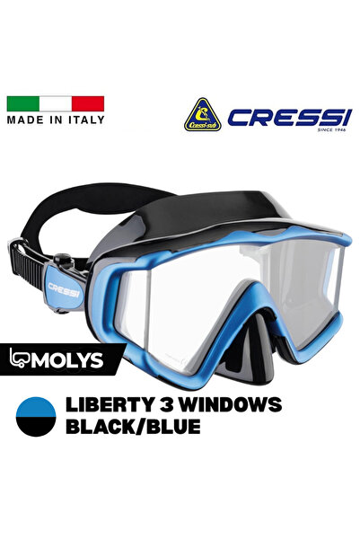 Cressi LIBERTY 3 WINDOWS PROFESYONEL Dalış Maskesi Black/Blue