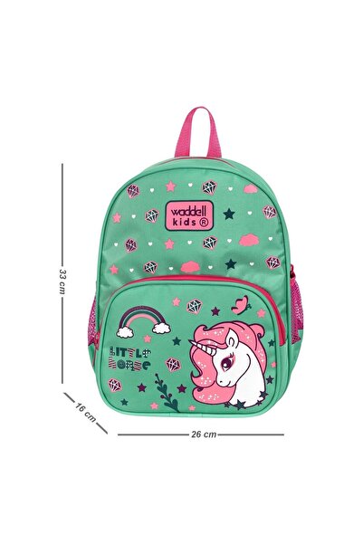 Waddell Yeşil Little Horse Desenli Anaokulu Kreş Sırt Çantası 24117