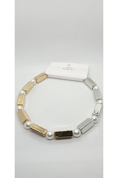 ndjewelry قلادة ذات لونين ولوحة ترخيص ولؤلؤة مفصلة