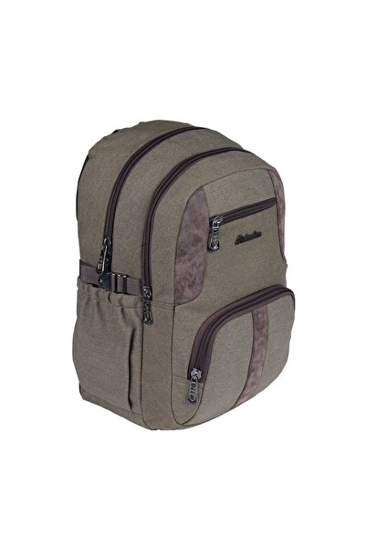 Relaxion Brown Canvas Waterproof Fabric School Backpack 1655