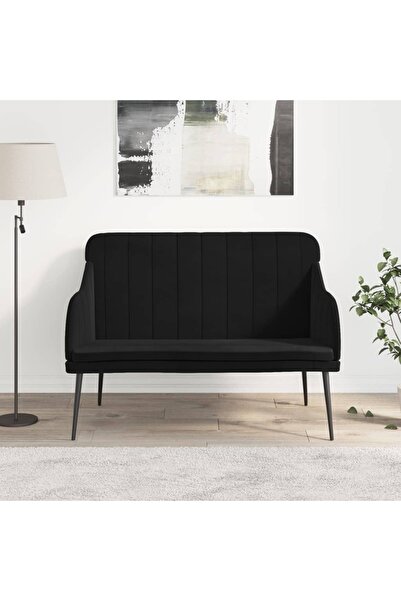 Concept Bancă, negru, 110x76x80 cm, catifea