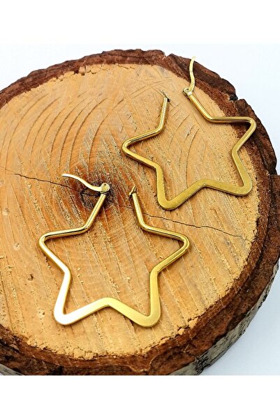 Monalisa Home Steel Gold Color Star Figured Earring Diameter 4 cm
