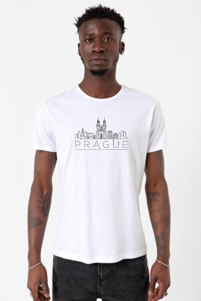 Tshirthane Tricou Praga White pentru bărbați