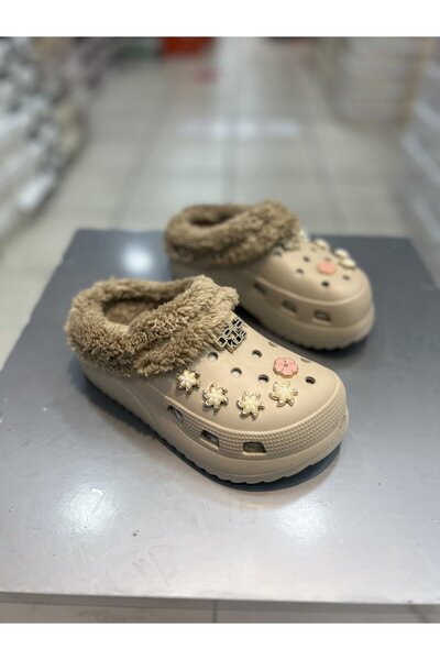 Akınal Bella Papuci de casă pentru copii din lână și piatră