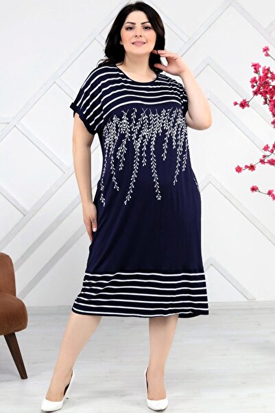 Kheos Φόρεμα συνδυασμού με ριγέ μαύρο φλοράλ σε μεγάλο μέγεθος