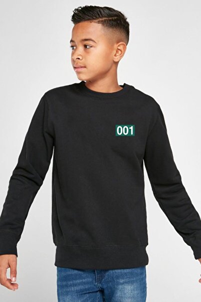 Tshirthane Squid Game Παίκτης 001 Μαύρο Παιδικό Φούτερ 2ip