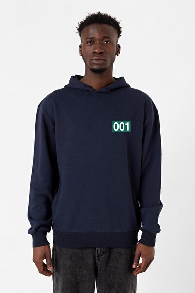 Tshirthane Hanorac cu glugă pentru bărbați, 3ip, albastru marin, Squid Game P...