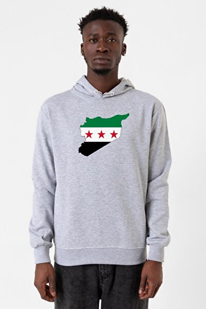 Tshirthane Sirijska nova zastava, siva melanž muška majica sa kapuljačom i tr...