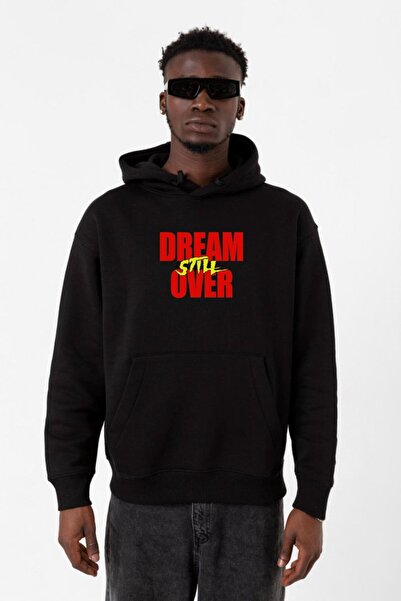 Tshirthane Dream Still Over crna muška majica sa kapuljačom i tri niti