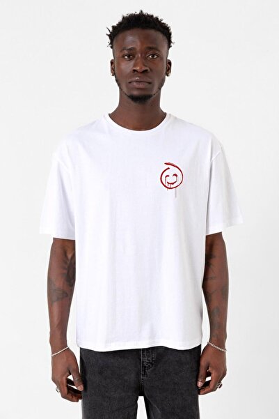 Tshirthane The Mentalist Red John Pocket Beyaz Erkek Oversize Tshirt