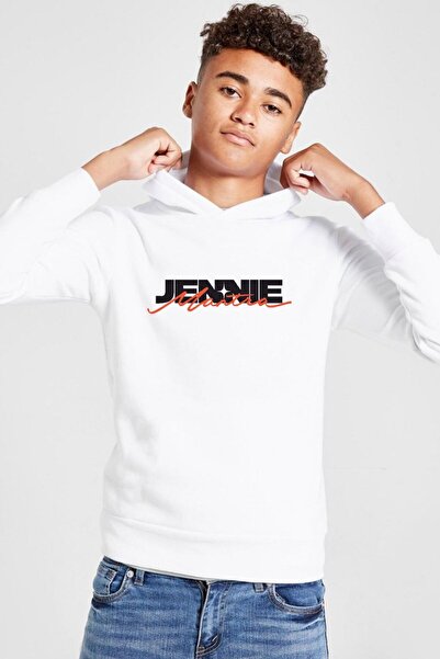 Tshirthane Jennie Mantra Λευκό Παιδικό Φούτερ με κουκούλα 3ip