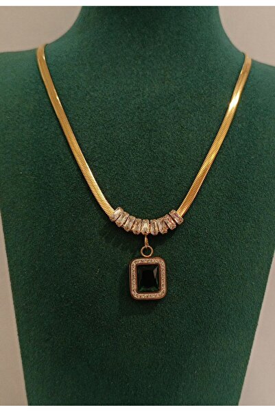 Monalisa Home Gold Color Luxury Green Stone Figured Showy Necklace