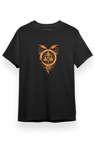 Tshirthane Fullmetal الخيميائي أنيمي مذهب الثعابين من الكيمياء أسود قصير الأك...