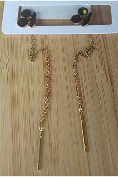 Monalisa Home Gold Color Metallic Cherry Figured Dangle Earrings