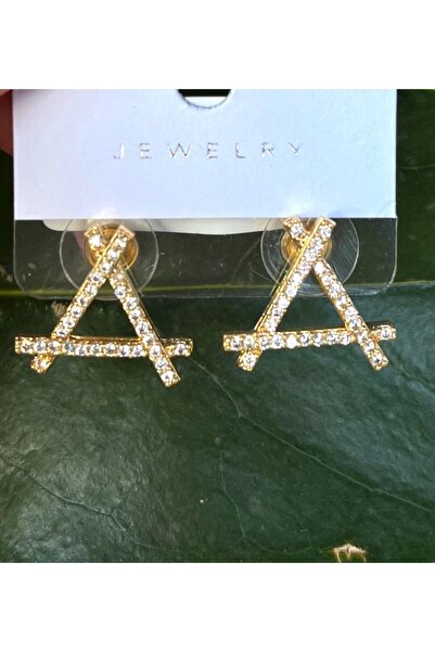Monalisa Home Gold Color Luxury Flashy Triangle Figured Earrings