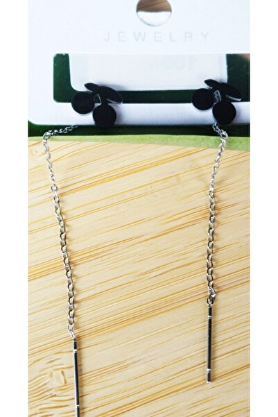 Monalisa Home Silver Color Metallic Cherry Figured Dangle Earrings
