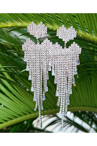 Monalisa Home Silver Color Zircon Stone Luxury Evening Dress Earrings