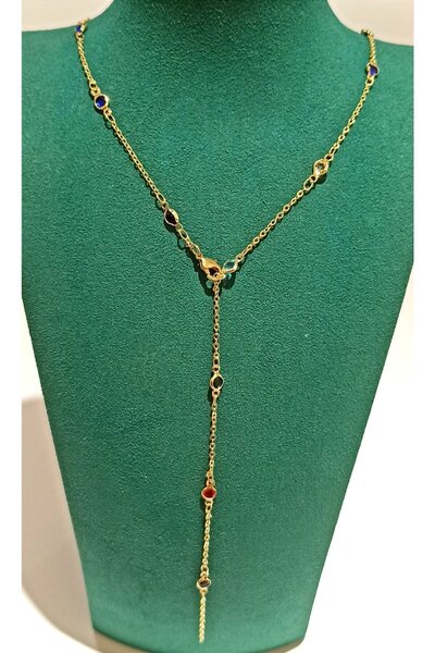 Monalisa Home Luxurious Figured Ornate Colored Stone Y Necklace