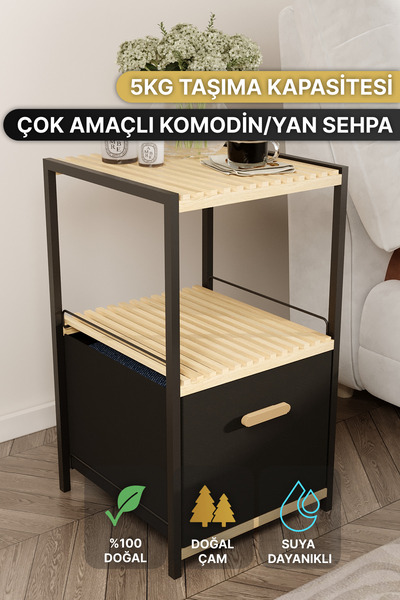Bino 2 Katlı Tek Çekmeceli Çok Amaçlı Organizer Komodin Şifonyer Geniş Depola...