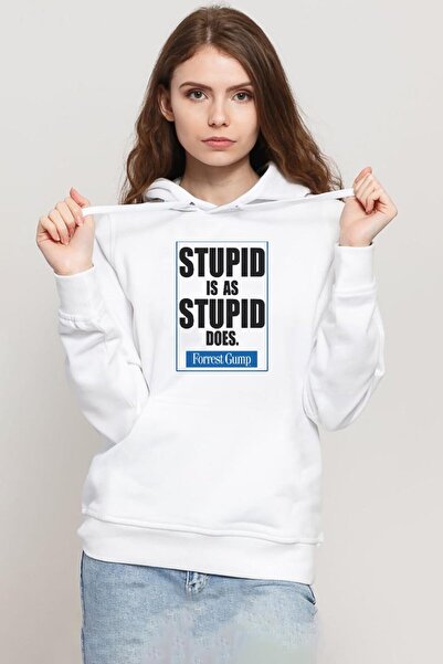 Tshirthane Forrest Gump Glupost se ponaša glupo - bela muška majica sa kapulj...