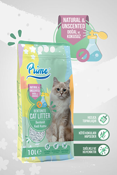 Prime Bentonit Kokusuz Topaklaşan KALIN Kedi Kumu 10 Lt
