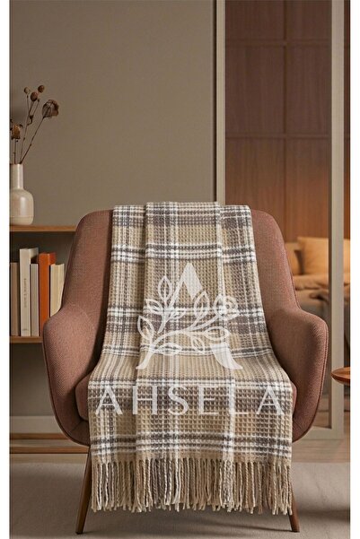 Ahsela Home Dinarsu Cozy Life Patterned Cotton Tv Blanket 130X170 – Decorativ...