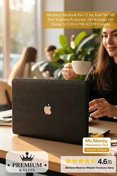Mcstorey Macbook Pro 13 inç Kılıf M1 M2 Deri Kaplama Koruyucu 360 Koruma Sert...
