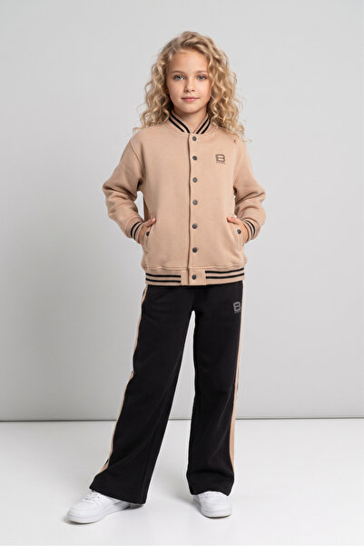 Black One Σετ αθλητικής φόρμας με φαρδύ πόδι με κολλάρο για κορίτσια