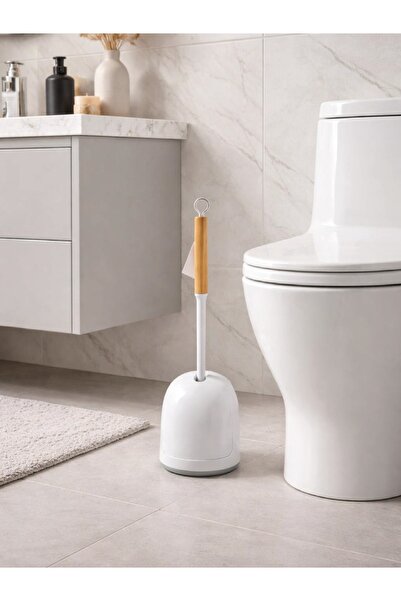 Vichy Βούρτσα τουαλέτας με κεφαλή σιλικόνης και ξύλινη λαβή με αυτόματο δοχεί...