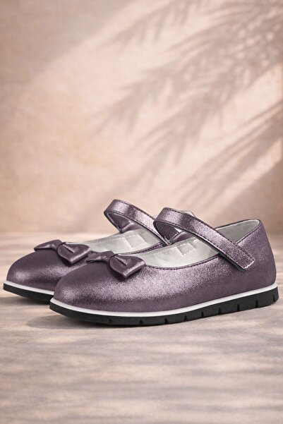 Rakerplus Обувки за момичета с велкро от естествена кожа, платинено сиви