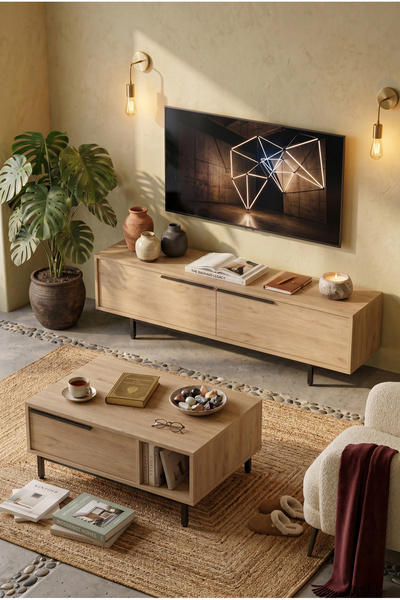 Robin Home Lidya Tv Ünitesi Orta Sehpa 2'Li Set Sepet