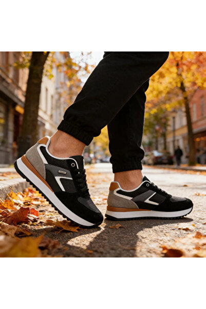 Tmall Pantofi sport pentru bărbați, cu inserții de plasă, B4000, negri