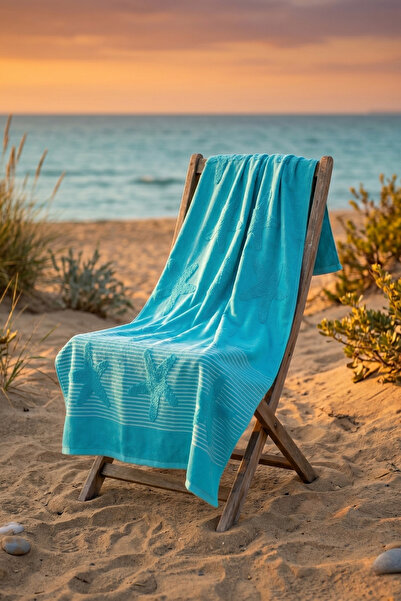 Menderes Home Πετσέτα θαλάσσης Turquoise Star Bukle - Cotton Collection