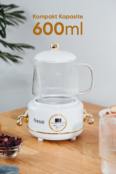 Fressi Cam Su Isıtıcısı Kettle Elektrikli Çok Fonksiyonlu Bitki Çayı Makinesi Beyaz 600ml Ysb-gc02 Eiffel