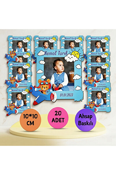 wonderlike Bebek Çocuk Doğum Günü Resimli Ahşap Magnet 20 Adet