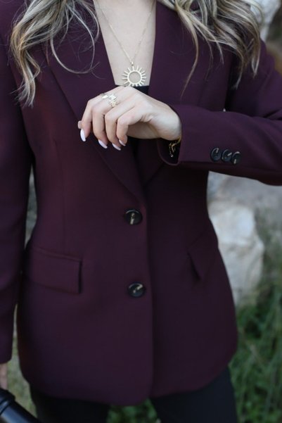 bytugcekaya Mürdüm Premium Nervür Detay Blazer