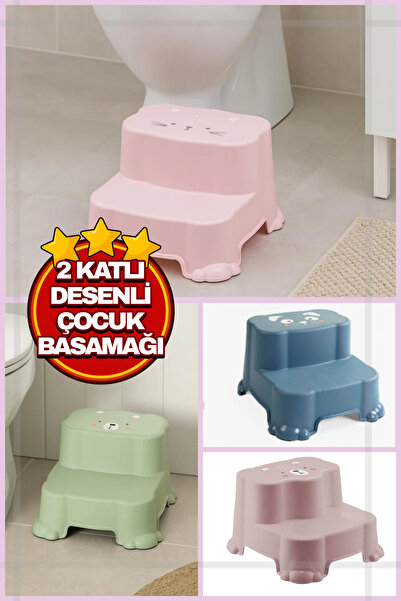 Greathings Çocuklar İçin Çift Basamaklı Kaydırmaz Eğitim Taburesi Klozet Bany...
