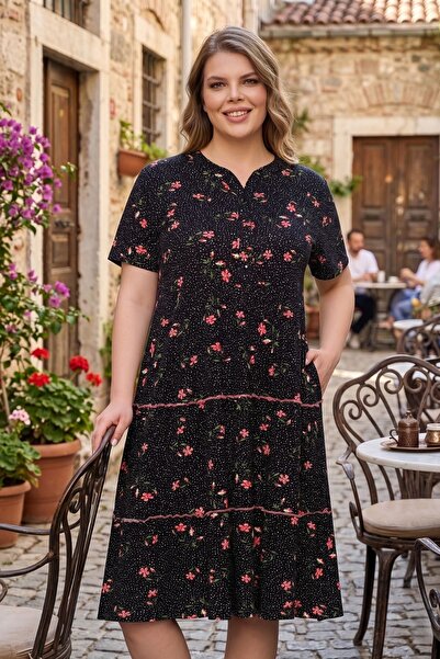 ROMEO LİFE Γυναικείο φόρεμα με σχέδιο από βαμβακερό ύφασμα μοντάλ 7610