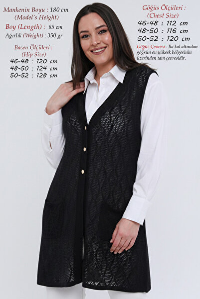 Laden Γιλέκο plus size - Μαύρο - Μακρύ