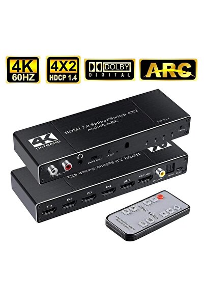 Gplus 4K422A 4 Giriş 1 Çıkış HDMI ARC Combo Switch Splitter