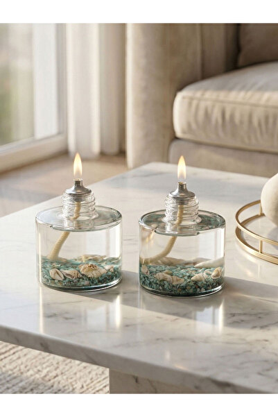 impeRiums Ocean Green Cylinder Dekoratif Kandil Mum Set ( 2 X 120 ml )